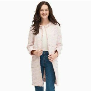 Kate Spade Tweed Pink Studded Elegant Classy Long Outerwear Coat Size 12